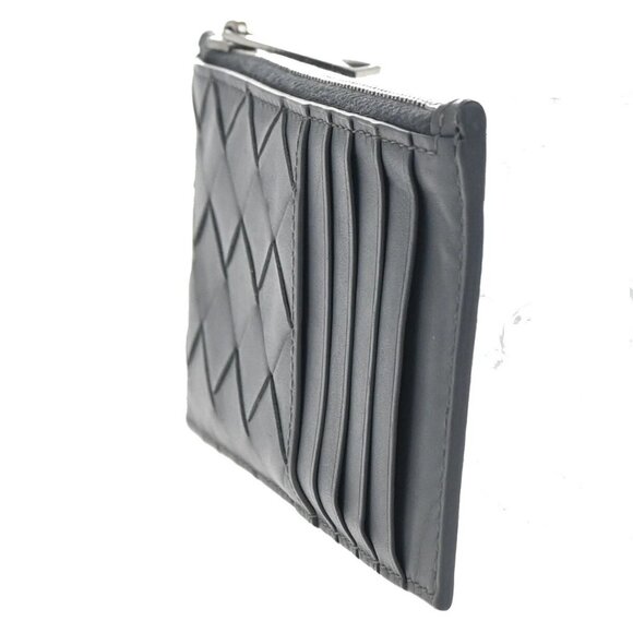 BOTTEGA VENETA Logo Intrecciato Card Coin Case Wallet Leather Gray SHW 61EF012 - Picture 2 of 13
